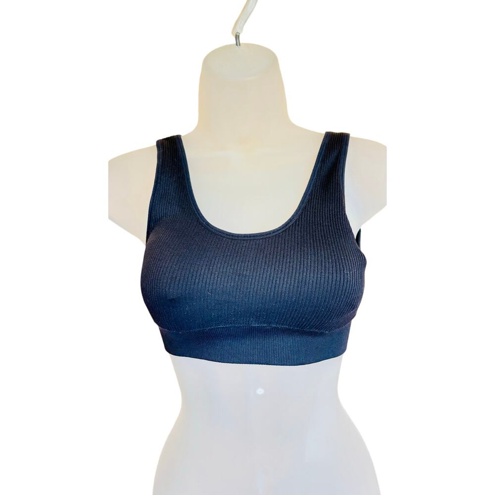 Aeropostale Offline black wide strap cotton stretch half cami sports bra sz XS